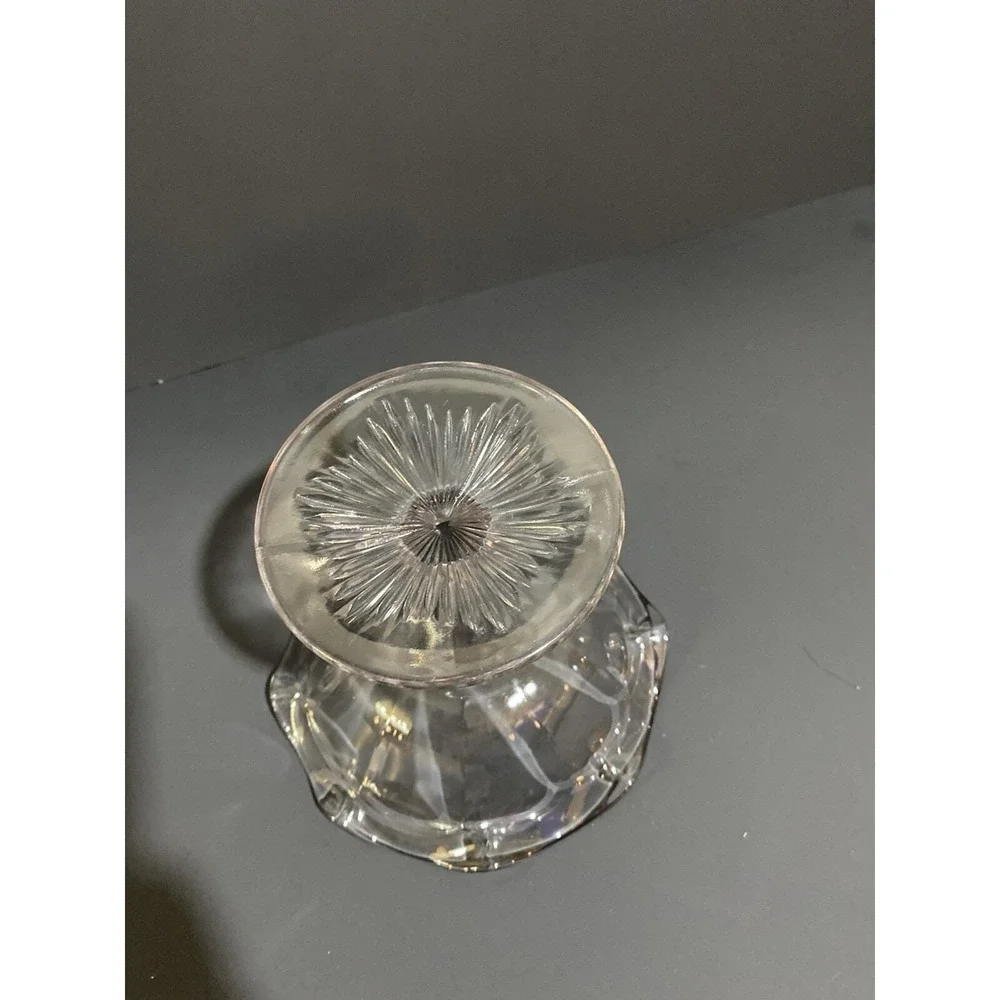 Vintage smoke grey glass pedestal dish flutes‎ ruffled centerpiece candy dish